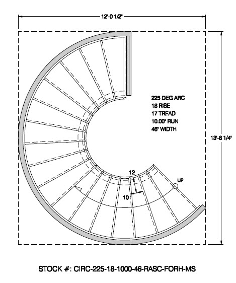 225 degree circular stair plan.
